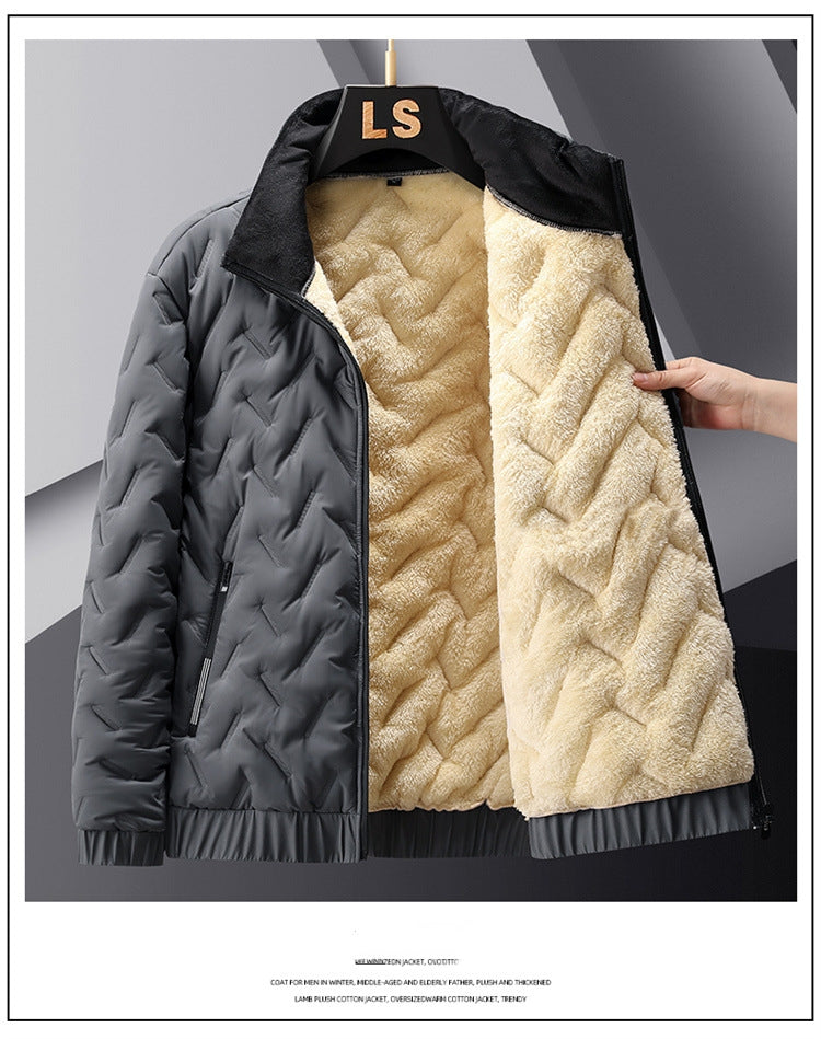 🔥【Ultima zi 50% OFF】🔥【M-5XL】Jachetă de iarnă din bumbac îngroșat de catifea de mărime mare pentru bărbați 3817089