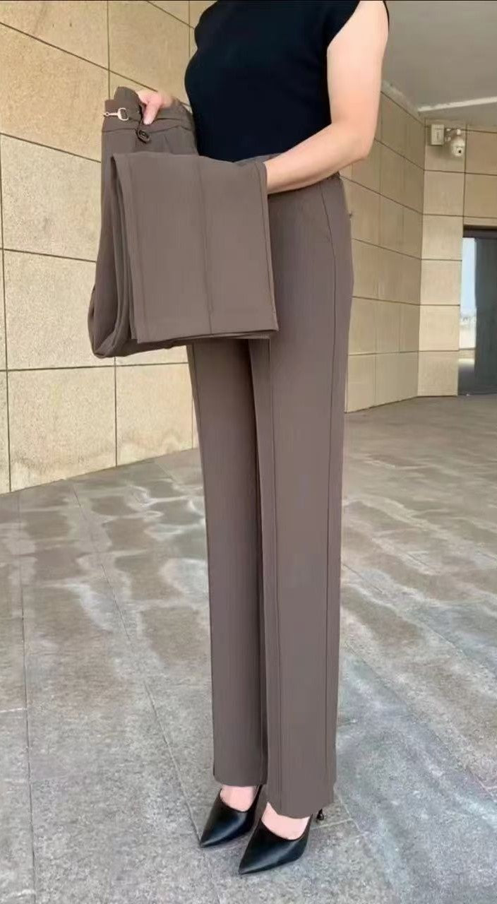 【M-4XL】🔥Cumpărați 1 obțineți 1 gratuit🔥Pantaloni drepți noi de înaltă calitate, pantaloni casual de îmbrăcăminte exterioară de vară, pantaloni simpli subțiri cu talie înaltă