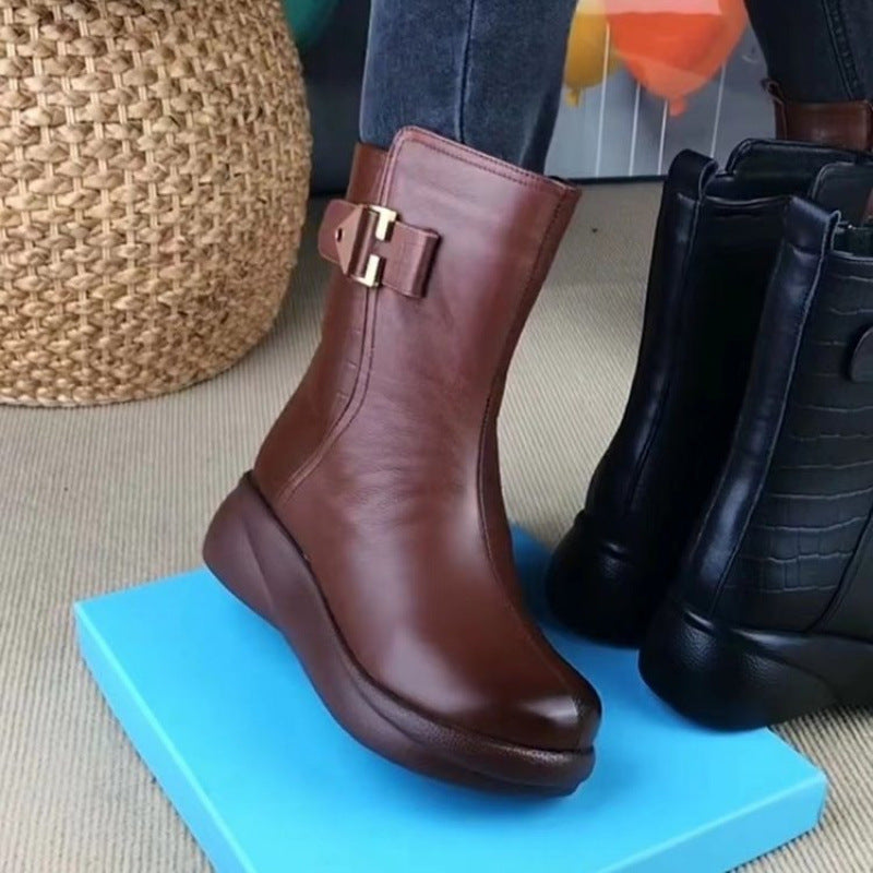 【SIZE: 35-41】💥 Iarna 2024 noi cizme Martin la jumătatea gambei, cizme de zăpadă calde cu blană integrate, tălpi confortabile moi și tălpi groase