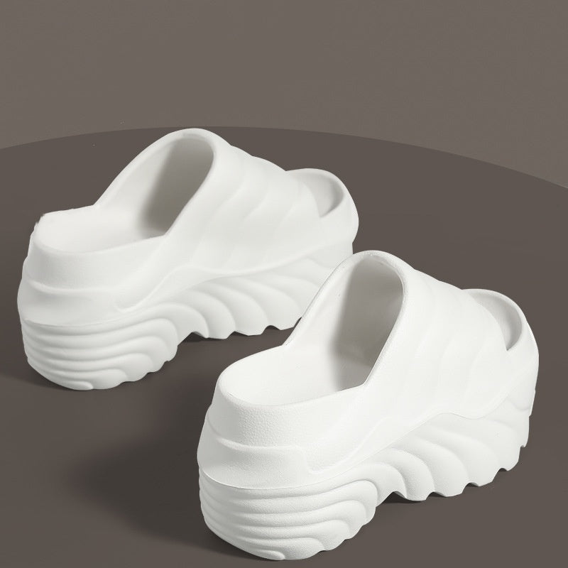 【36-41】2025 papuci noi de vară pentru femei, cu talpă groasă, cu tocuri cu pană, pentru purtarea exterioară, înălțirea și slăbirea pantofilor