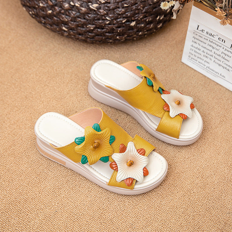 【35-40】Sandale noi cu talpă groasă, vara 2025, din piele naturală, cu talpă groasă, antiderapante