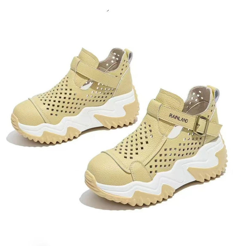 【35-40】2025 hollow sandals for women, casual and breathable, 100% genuine leather