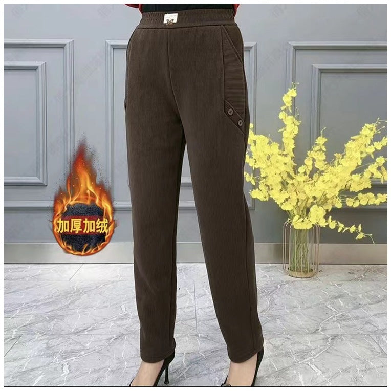 🔥🔥【2XL-5XL】Noua toamna si iarna ingrosata catifea pantaloni largi casual mari marime✅【55-92.5kg】-3822550
