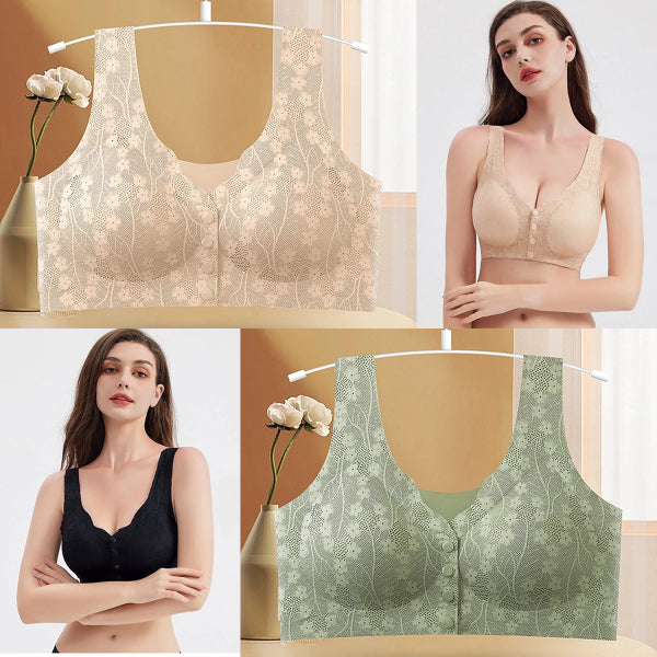 😍【Set de 2】Sutien fără fir pentru femei cu nasturi în față ❤️【40-100kg】---3823246