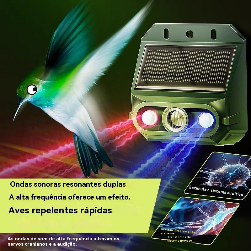 🔥Repelente ultrassónico de animais para uso exterior, alimentado a energia solar, com luz infravermelha intermitente e luzes LED vermelhas e azuis