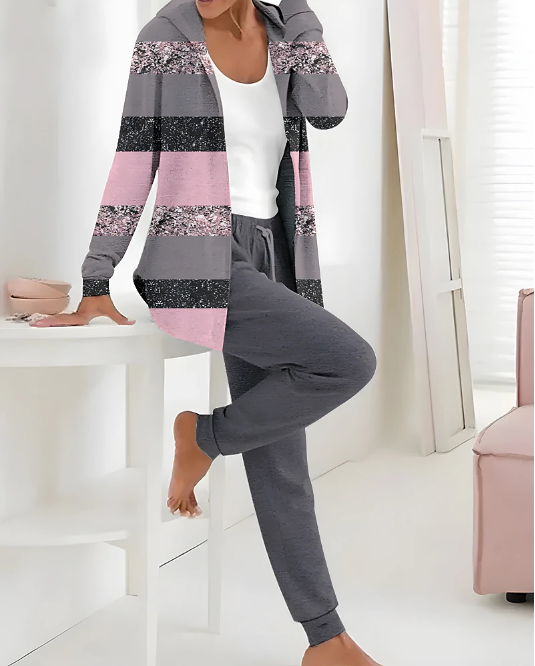 【🏆️Cel mai bine vândut produs】🔥Stil nou, set casual din două piese cu imprimeu de toamnă și iarnă, mâneci lungi + pantaloni lungi