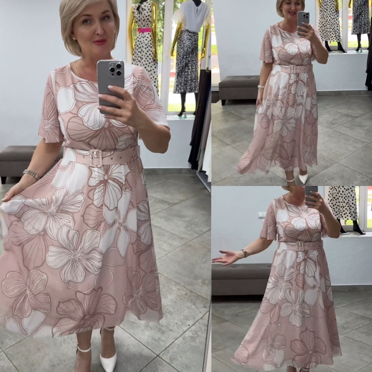 💝【S-5XL】Rochie din sifon la modă și elegantă de înaltă calitate 3679437