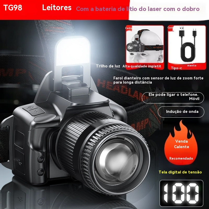 💡Potente farol de cabeça com sensor, longo alcance do feixe de luz e bateria de longa duração