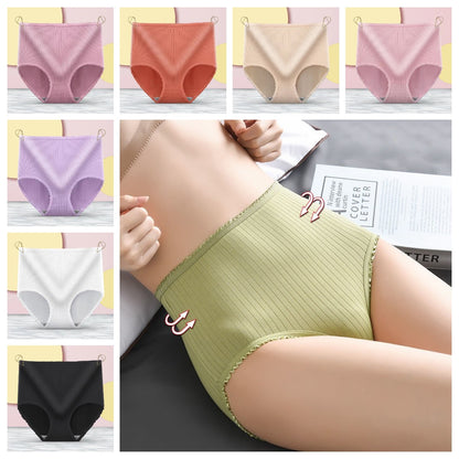 [8 bucăți] Slip din bumbac antibacterian cu talie înaltă pentru femei