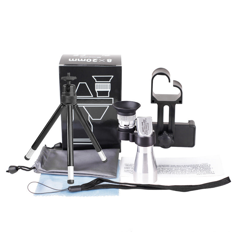 🔭[Monocular de colț mic de metal + clemă pentru telefon mobil + trepied] Microscop portabil mini monocular de colț de metal