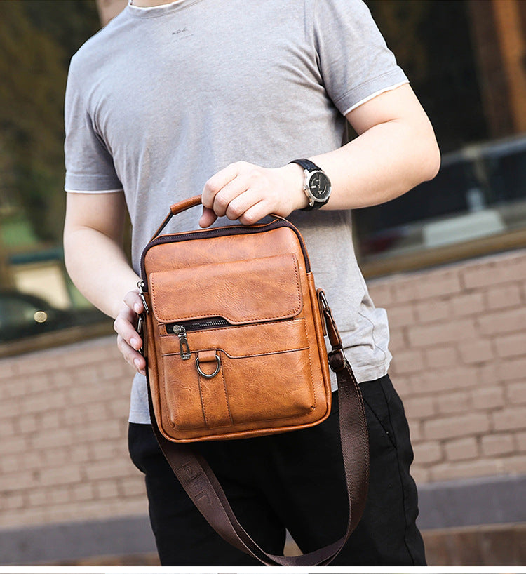 👜 Bolsa de homem casual em pele,Fabricado em pele genuína, elegante e versátil.
