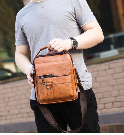 👜 Bolsa de homem casual em pele,Fabricado em pele genuína, elegante e versátil.