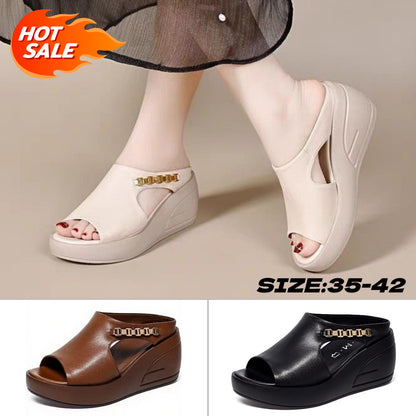 💥【35-42】👡Sandale cu platformă din piele naturală la modă