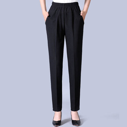 🔥【45-90KG】Pantaloni casual drepti de pluș pentru femei cu talie înaltă de toamnă și iarnă--3842435