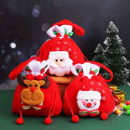 🎁🔔【Set de 4 buc.】🦌🎅🏼Model drăguț de pungă cadou cu ren și Moș Crăciun