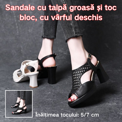 🔥【35-40】👡Sandale de vară noi 2025, cu toc plat, cu vârful deschis, cu talpă groasă și toc plat, cu gura de pește (înălțimea tocului 5/7 cm)