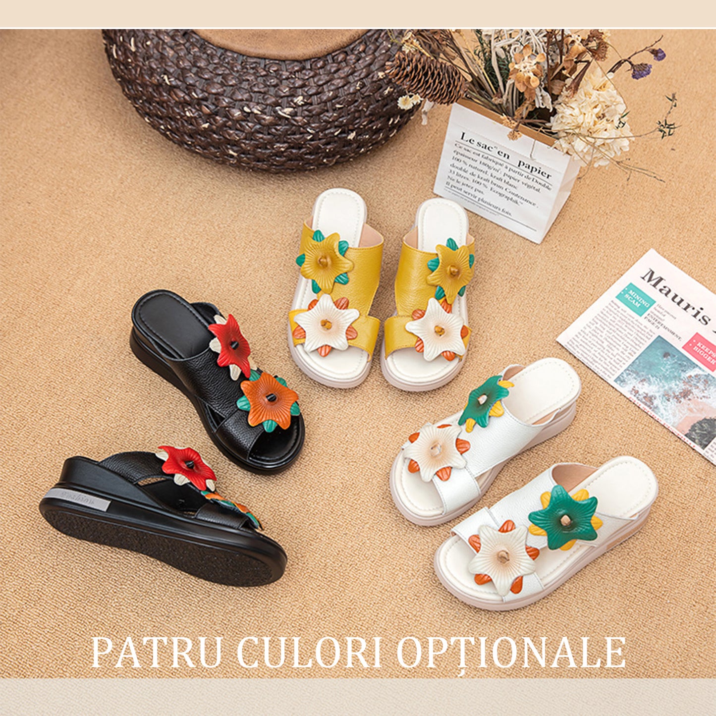 【35-40】Sandale noi cu talpă groasă, vara 2025, din piele naturală, cu talpă groasă, antiderapante