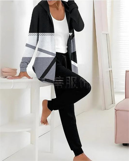 【🏆️Cel mai bine vândut produs】🔥Stil nou, set casual din două piese cu imprimeu de toamnă și iarnă, mâneci lungi + pantaloni lungi