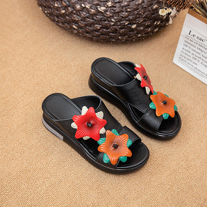 【35-40】Sandale noi cu talpă groasă, vara 2025, din piele naturală, cu talpă groasă, antiderapante