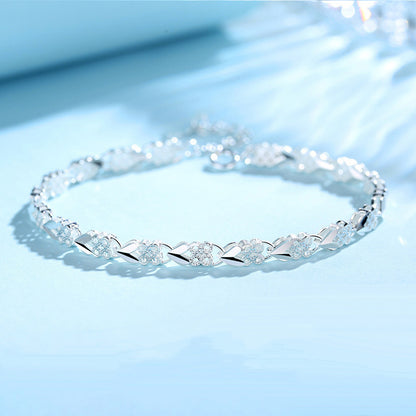 😀👉【Ofertă limitată】💖🍀Brățară de mână pentru femei, din argint sterling 925, cu trifoi cu patru foi, Love New Fashion