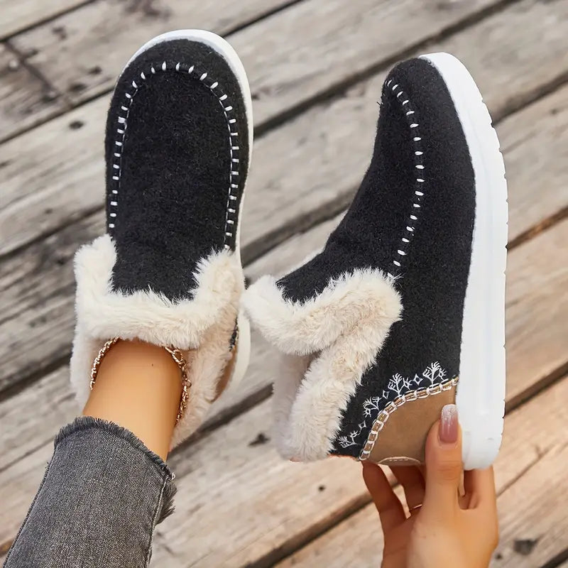 【36-43】Cizme scurte de damă de culoare uni, cizme casual cu căptușeală cu pluș, cizme confortabile de iarnă 3774054