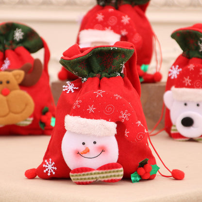 🎁🔔【Set de 4 buc.】🦌🎅🏼Model drăguț de pungă cadou cu ren și Moș Crăciun
