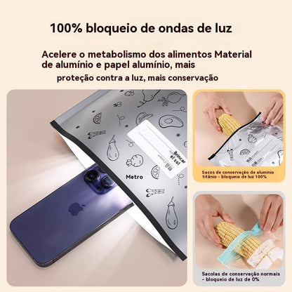 🥩【Embalagem com 30】Sacos de alumínio de qualidade alimentar com fecho zip, mantêm os alimentos frescos, adequados para frigoríficos domésticos.