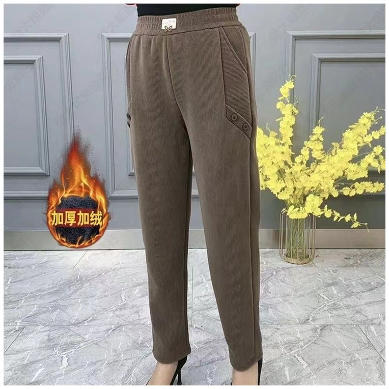 🔥🔥【2XL-5XL】Noua toamna si iarna ingrosata catifea pantaloni largi casual mari marime✅【55-92.5kg】-3822550