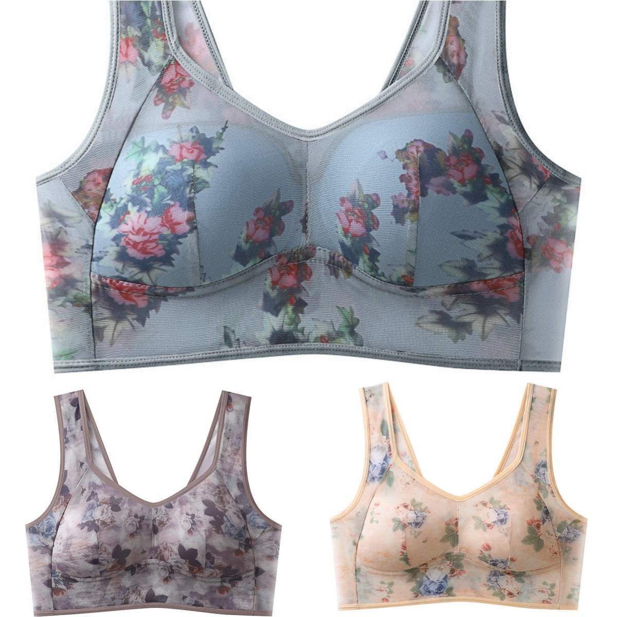 💥【Pachet de 3】Sutien push-up de înaltă calitate, sutien rece și confortabil din mătase de gheață