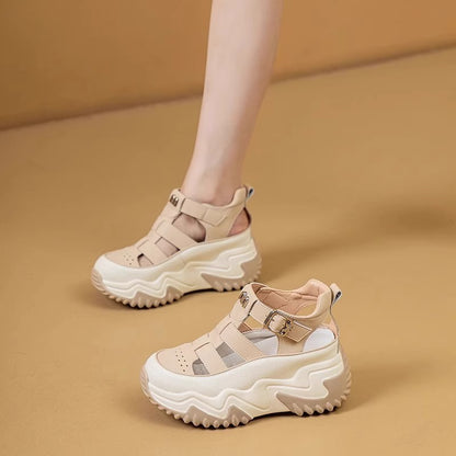 🔥【Cumpărați 1 obțineți 1 gratuit】🌸【35-40】Sandale confortabile pentru femei, la modă 2025, cu tocuri goale, confecționate din piele naturală.