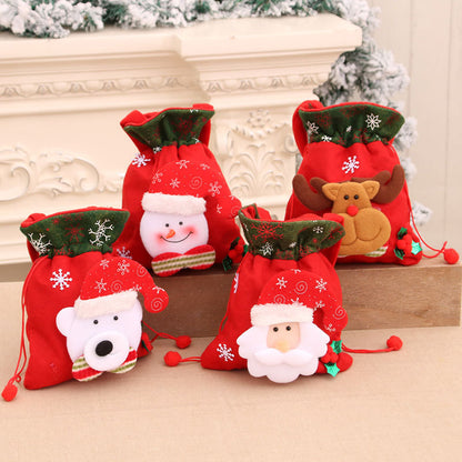 🎁🔔【Set de 4 buc.】🦌🎅🏼Model drăguț de pungă cadou cu ren și Moș Crăciun