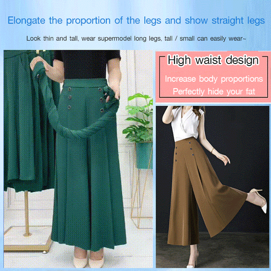 💖🔥【M-5XL】 Fusta drapată de damă la modă, cu picioare largi și talie înaltă