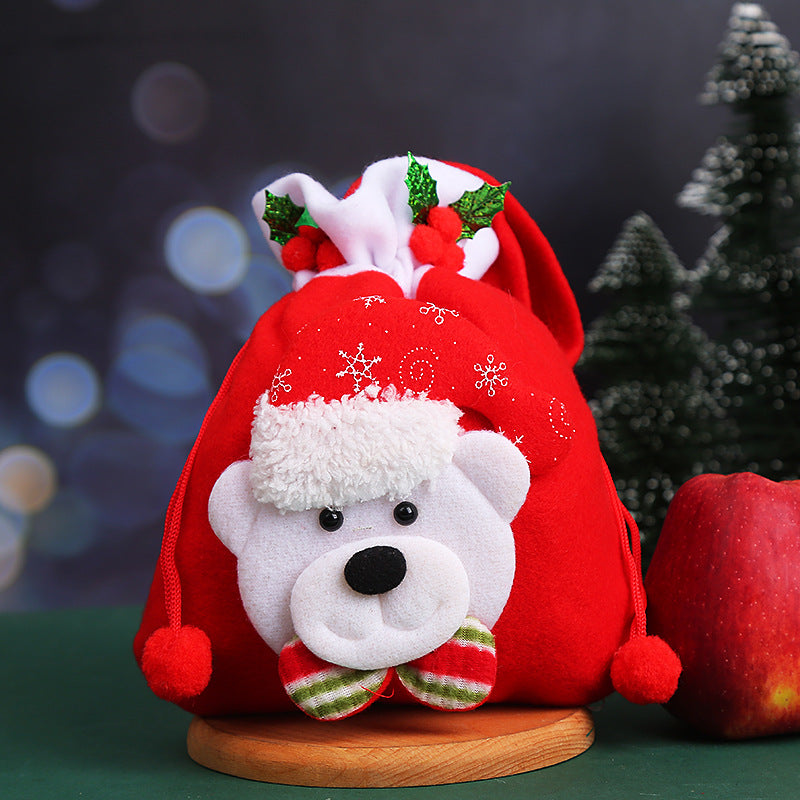 🎁🔔【Set de 4 buc.】🦌🎅🏼Model drăguț de pungă cadou cu ren și Moș Crăciun