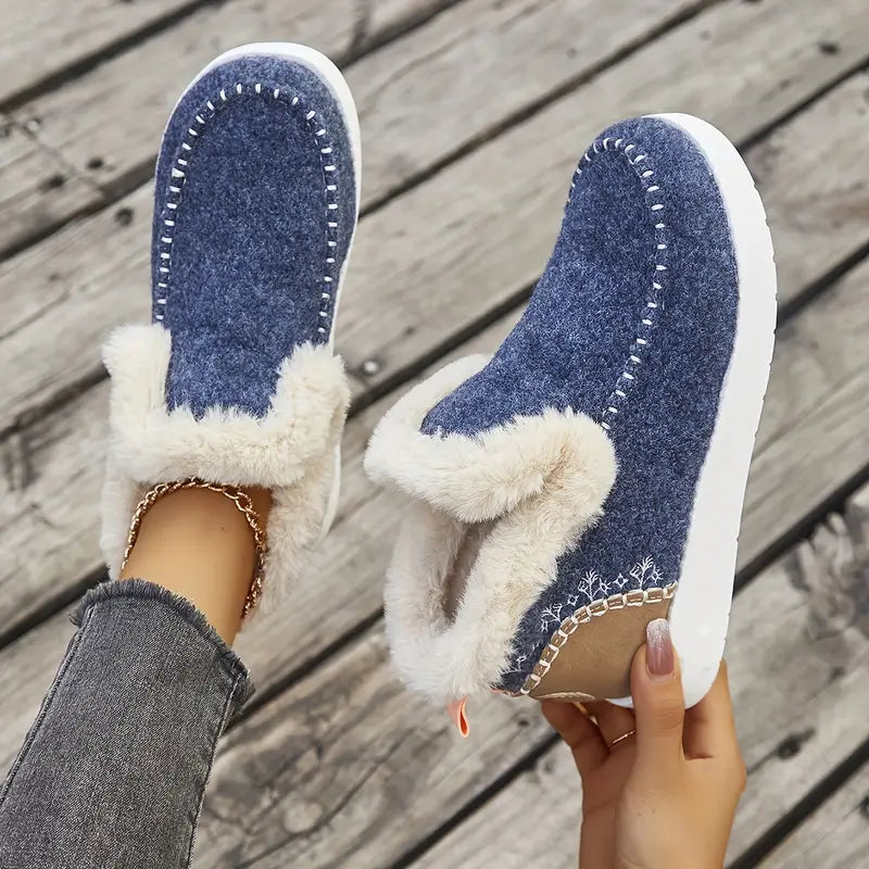 【36-43】Cizme scurte de damă de culoare uni, cizme casual cu căptușeală cu pluș, cizme confortabile de iarnă 3774054