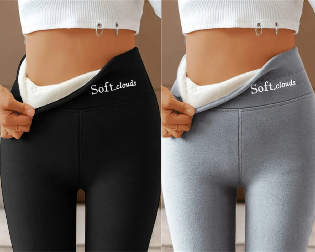 🔥【S-5XL】2024, toamnă și iarnă, jambiere calde de cașmir cu talie înaltă, pot fi purtate în aer liber[Pachet de 2 bucăți]