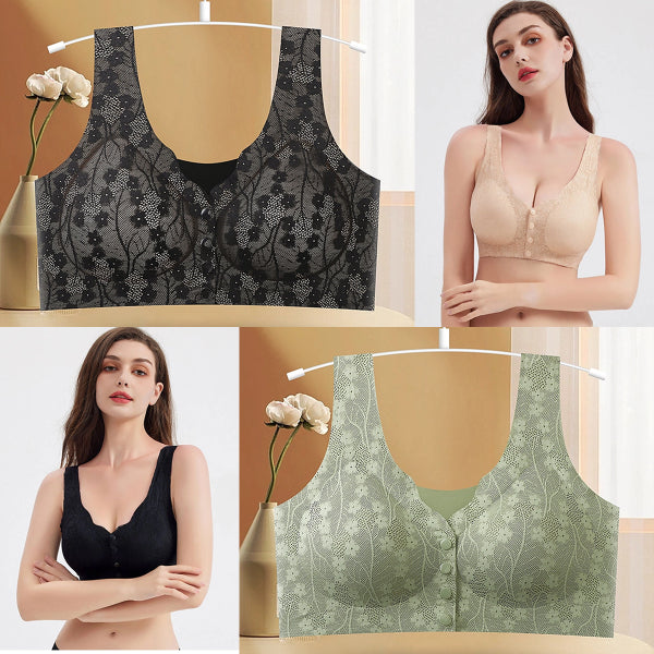 😍【Set de 2】Sutien fără fir pentru femei cu nasturi în față ❤️【40-100kg】---3823246