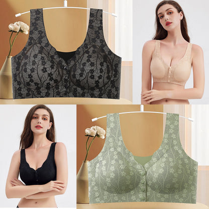 😍【Set de 2】Sutien fără fir pentru femei cu nasturi în față ❤️【40-100kg】---3823246