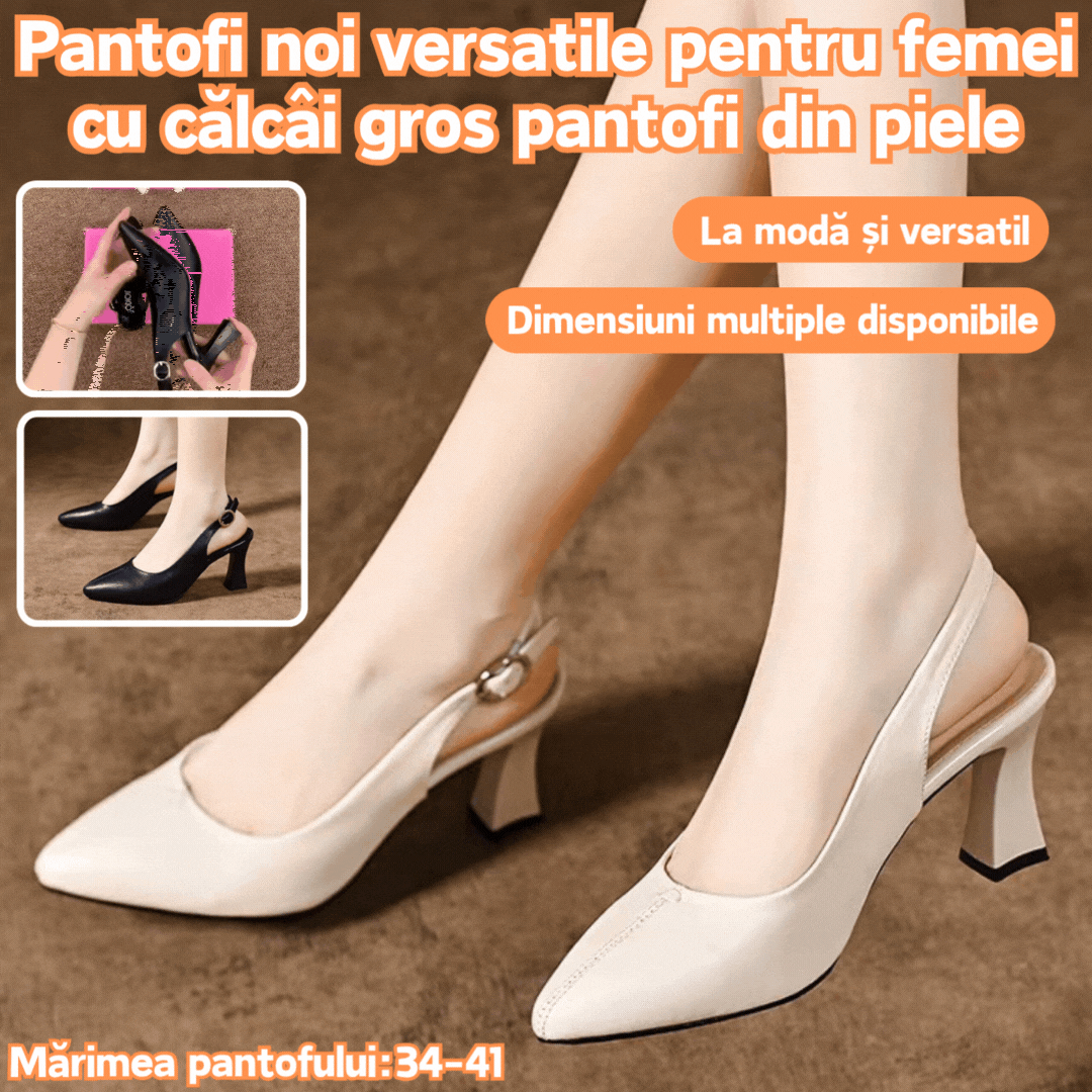 👡【80% OFF】【34-41】2025 Cele mai noi pantofi din piele cu toc gros pentru femei pentru vară 🔥Transport gratuit. 🚀Plata la livrare