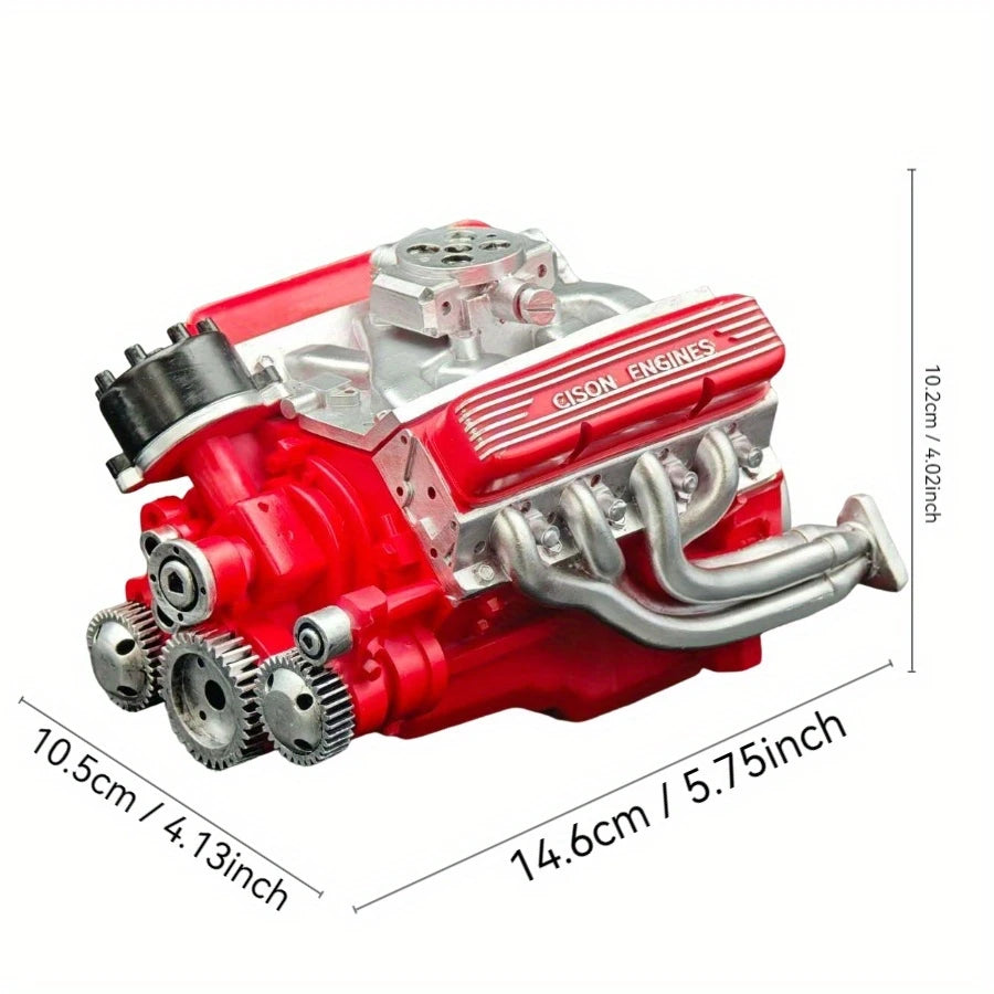 Kit de modelo de motor a gasolina Mini V8, kit de montagem manual de motor V8 pequeno, montagem mecânica para adultos