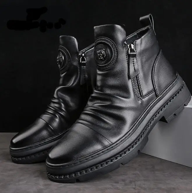 🔥[39-44] Noi cizme britanice de piele, cu talpă groasă, înalte pentru bărbați