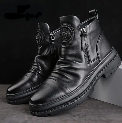 🔥[39-44] Noi cizme britanice de piele, cu talpă groasă, înalte pentru bărbați