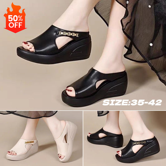 💥【35-42】👡Sandale cu platformă din piele naturală la modă