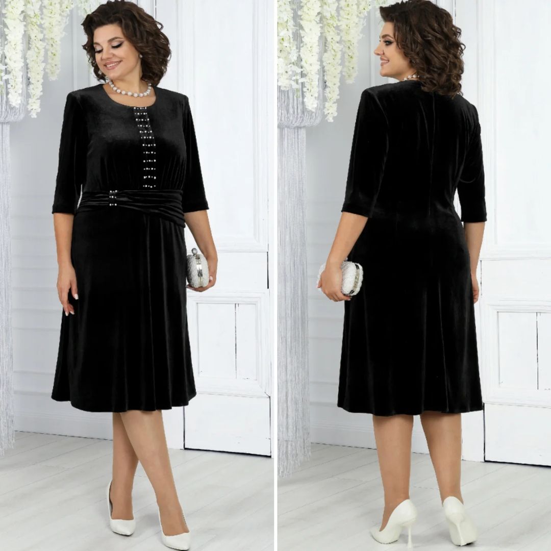 💥【SIZE:S-5XL】💥Rochie elegantă și sofisticată din țesătură de catifea luxoasă, cu ornamente de perle🌟
