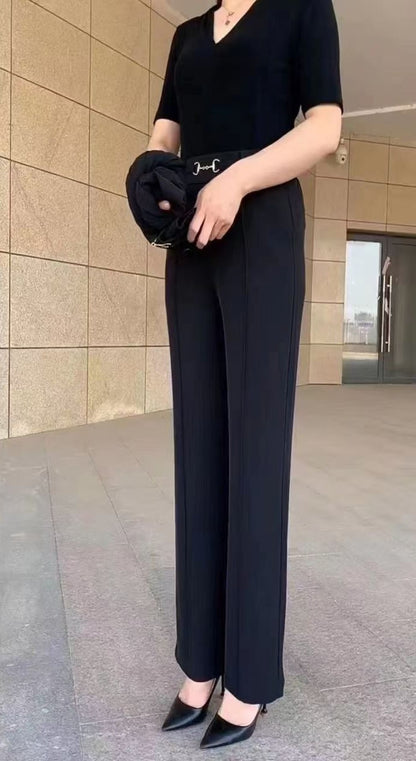 【M-4XL】🔥Cumpărați 1 obțineți 1 gratuit🔥Pantaloni drepți noi de înaltă calitate, pantaloni casual de îmbrăcăminte exterioară de vară, pantaloni simpli subțiri cu talie înaltă