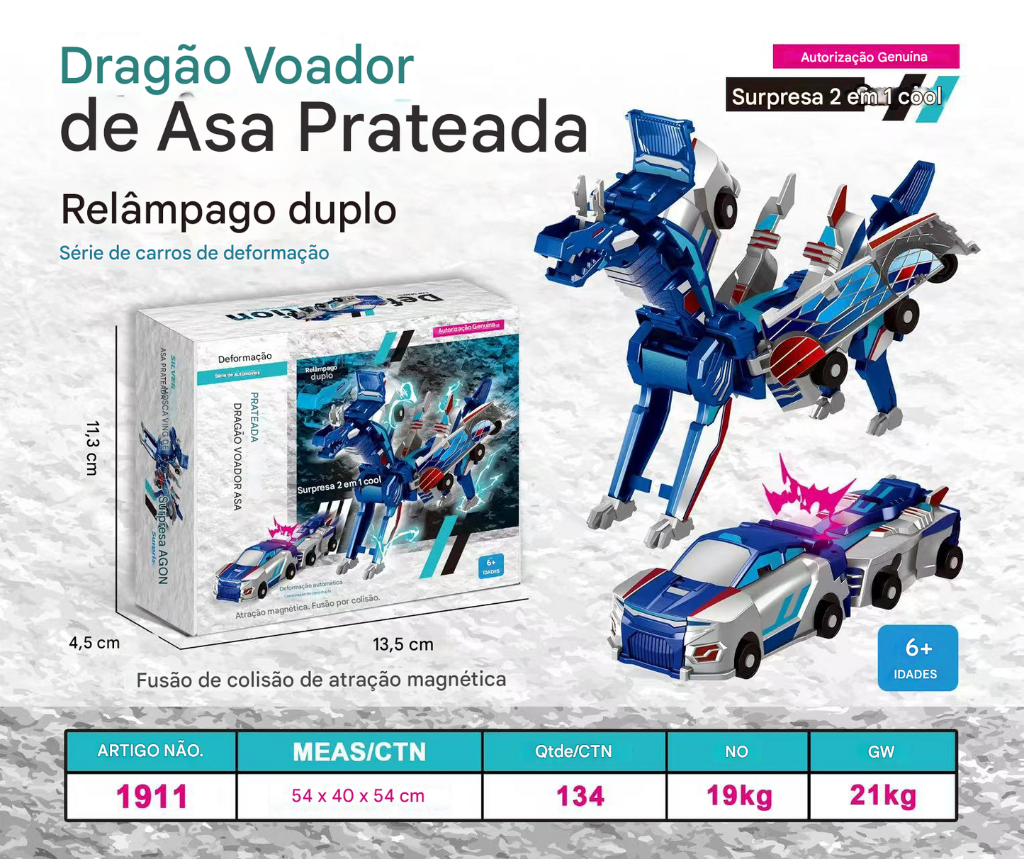 🚗Oferta Especial🎁Brinquedo Unicórnio Dragão Transformável 2 em 1