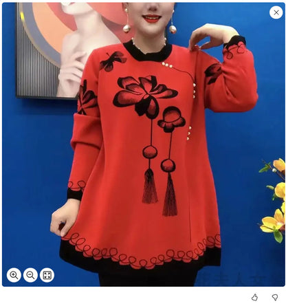 ❤️‍🔥【30% OFF】🍁🍂【M-5XL】2024 noi topuri tricotate imprimate la modă de toamnă și iarnă--3839488