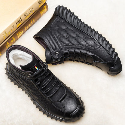 【30% OFF】🔥【39-44】Pantofi bărbați din piele de vacă, cizme de zăpadă din lână calde și îngroșate.