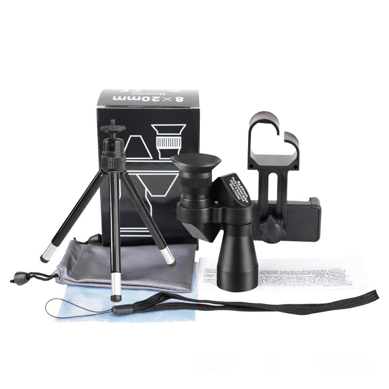 🔭[Monocular de colț mic de metal + clemă pentru telefon mobil + trepied] Microscop portabil mini monocular de colț de metal