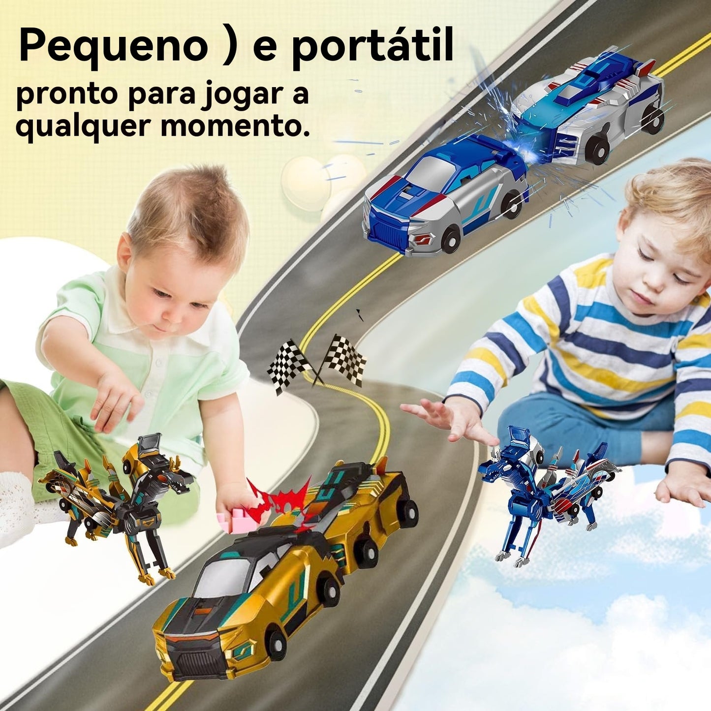 🚗Oferta Especial🎁Brinquedo Unicórnio Dragão Transformável 2 em 1