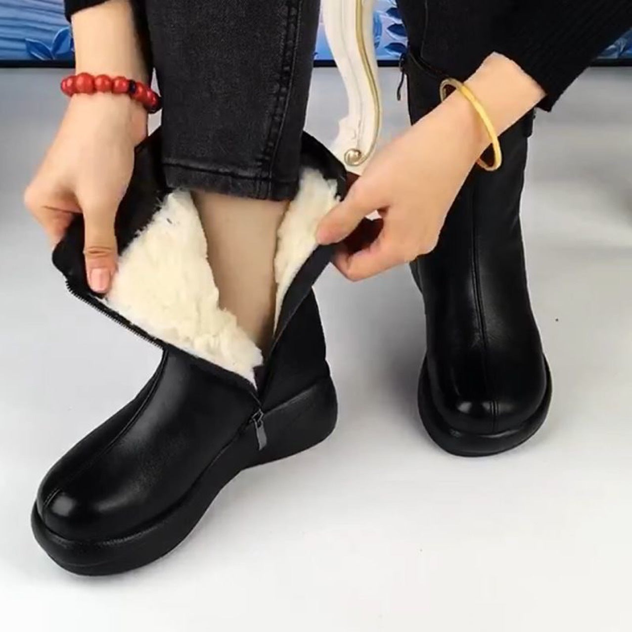 【SIZE: 35-41】💥 Iarna 2024 noi cizme Martin la jumătatea gambei, cizme de zăpadă calde cu blană integrate, tălpi confortabile moi și tălpi groase